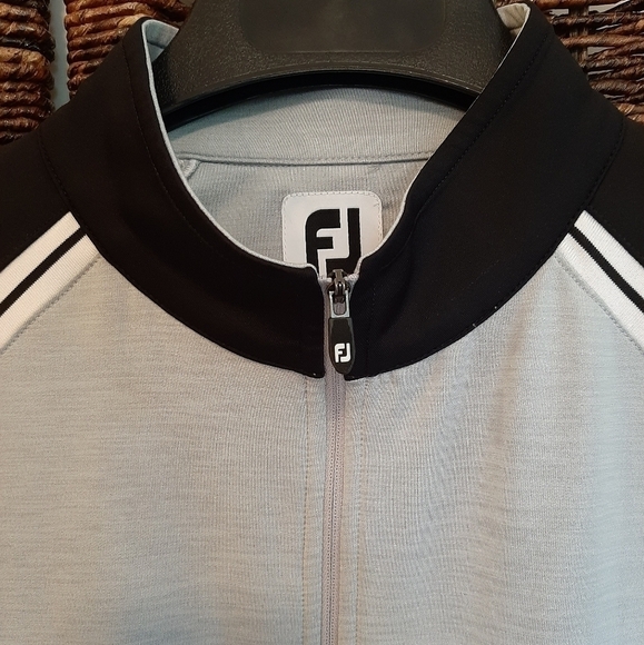 FootJoy Full Zip Performance Golf Jacket Men's Large Grey Black Outerwear - Picture 2 of 8